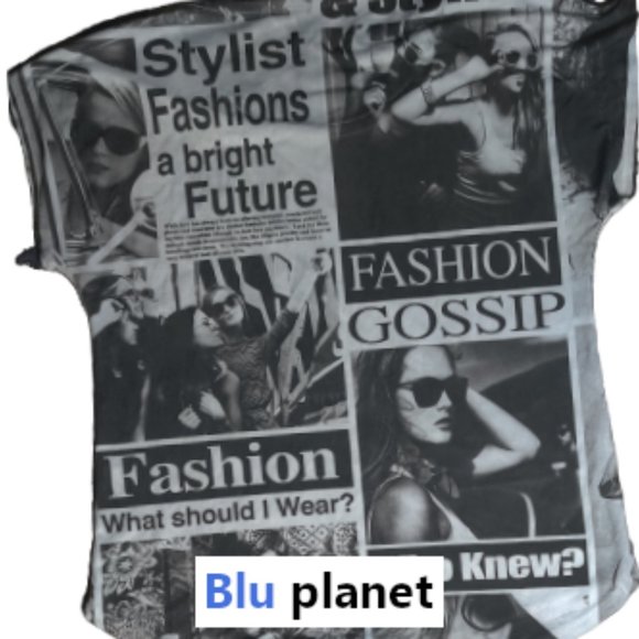Ladies Large Blue Planet Graphic T - I Like This! - Picture 3 of 5